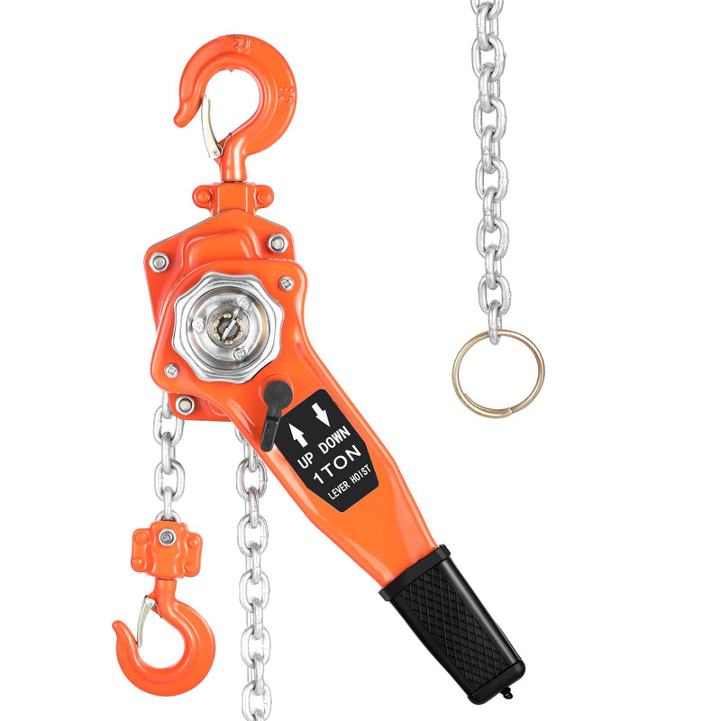 Lever Chain Hoist, 1 Ton 2205 LBS Capacity, 10 FT Lift Come Along, Manual Ratchet Chain