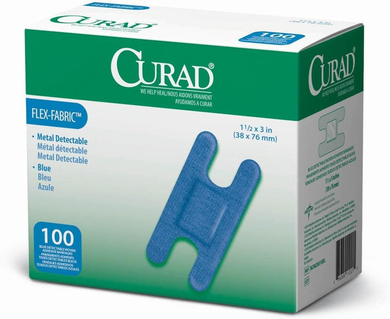 Curad Blue Detectable Knuckle Bandages, 100-Count