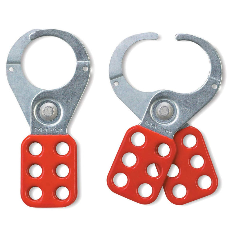 Master Lock 421 Lockout Tagout Hasp with Vinyl-Coated Handle and Extended Jaw, Red, 1-1/2