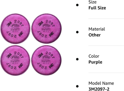 Four purple 3M 2091 filters on a white background with product details.