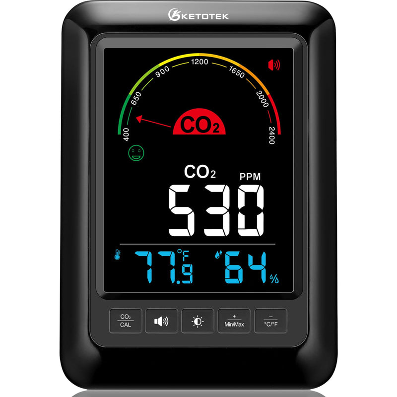 KETOTEK CO2 Monitor Indoor Air Quality Meter with Temperature and Humidity Display