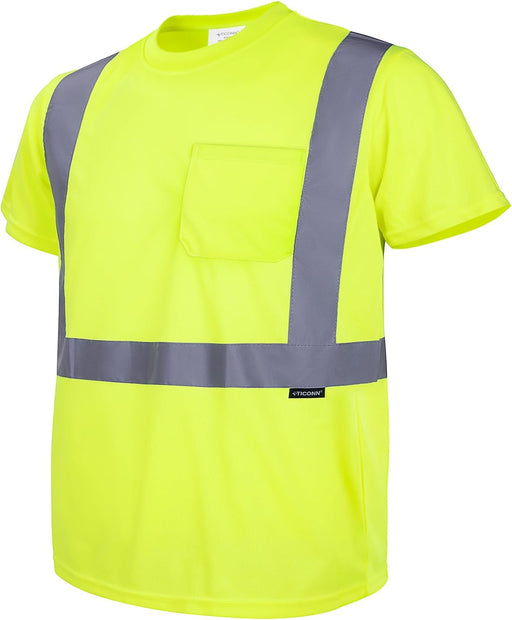 TICONN Hi-Vis Class 2 Safety T-Shirt with Pocket — Short Sleeve
