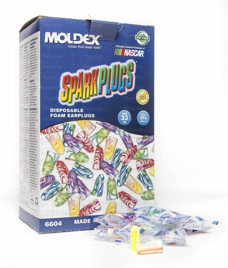 Moldex 6604 SparkPlugs Uncorded Foam Earplugs — NRR 33, 200 Pairs/Box
