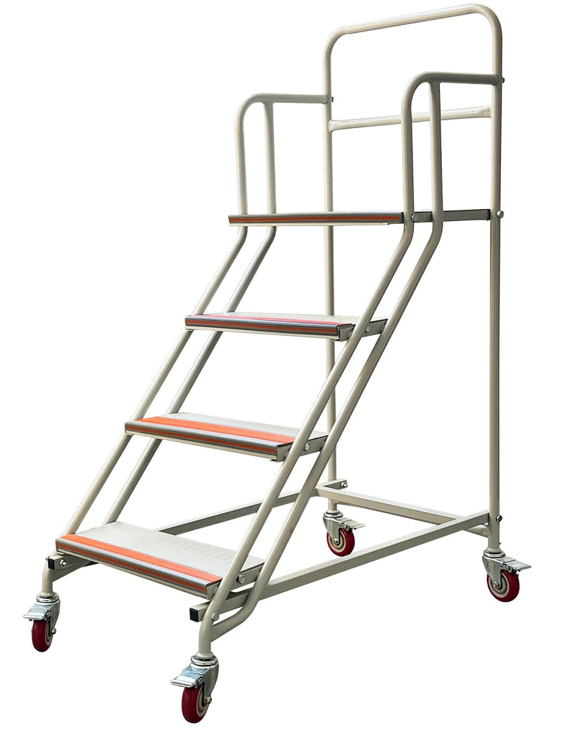Rolling Industrial and Warehouse 4 Step Ladder with Wheels, 39.4 in Platform Height