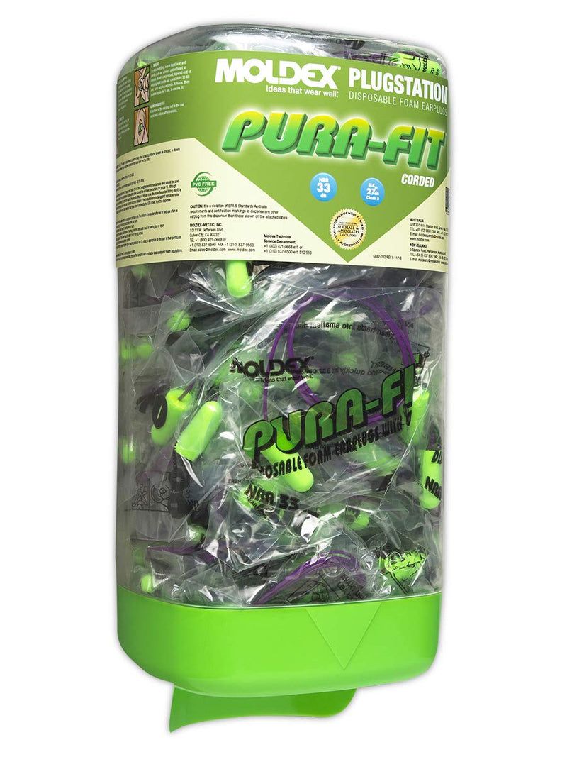 Moldex 6882 Pura-Fit PlugStation Corded Foam Earplug Dispenser — NRR 33dB, 150 Pairs