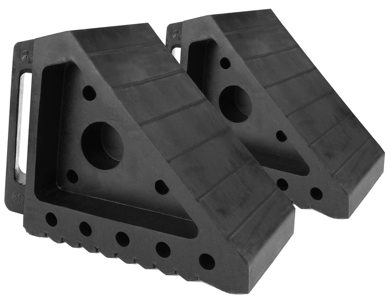 MaxxHaul Solid Rubber Wheel Chock 2-Pack, 8in x 4in x 6in Heavy-Duty Tire Stop, Non-Slip