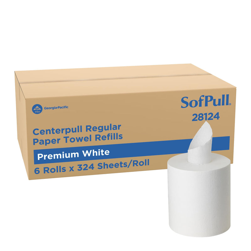 Georgia-Pacific SofPull 28124 Centerpull Paper Towel Refills, White, 324 Sheets per Roll, 6-Roll Case