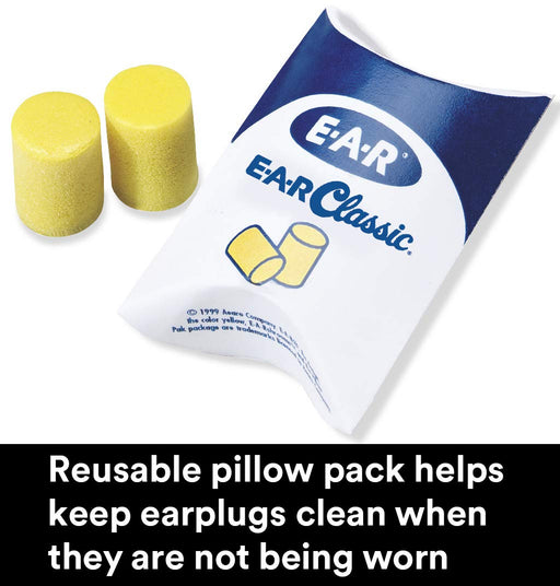 3M 310-1001 E-A-R Classic Ear Plugs with a blue and white E-A-R packaging on a white background