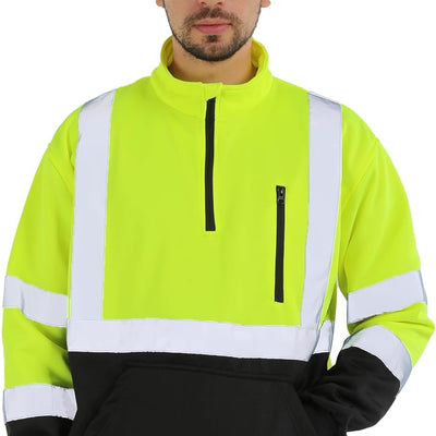 Sesafety B0D2XQYCX7 Class 3 Hi-Vis Quarter-Zip Sweatshirt — Yellow