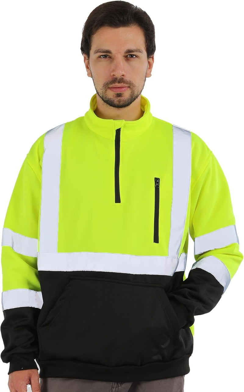 Sesafety B0D2XQYCX7 Class 3 Hi-Vis Quarter-Zip Sweatshirt — Yellow