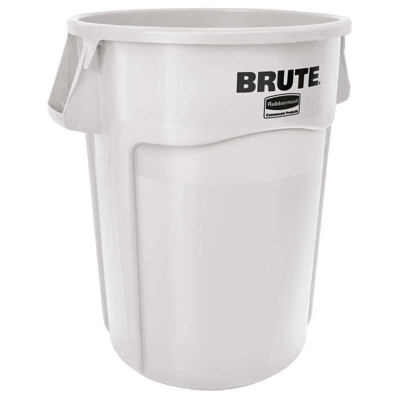 Rubbermaid Commercial BRUTE 44 Gallon Vented Round Trash Can, White