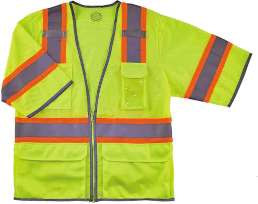 Ergodyne Two-Tone Hi-Vis Class 3 Surveyor Vest — Zipper, Lime