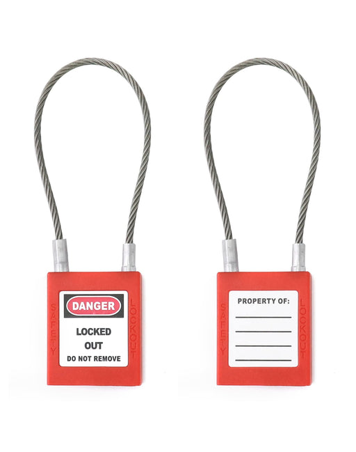 QWORK QS8899 4 Pack Lockout Tagout Steel Cable Locks With 8 Keys