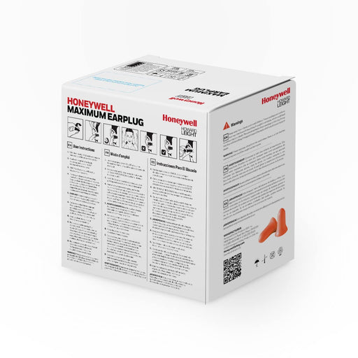 Howard Leight MAX-30 Corded Disposable Foam Earplugs packaging box on a white background