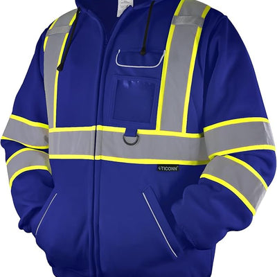 TICONN TICONN-1497 Hi-Vis Class 3 Safety Sweatshirt Hoodie — Blue
