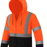 Sesafety B0B24XL3NK Class 3 Hi-Vis Full-Zip Hoodie — Orange
