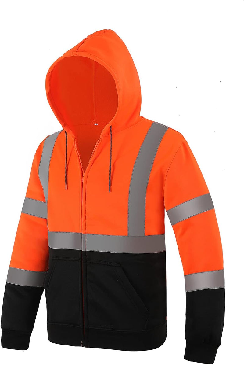 Sesafety B0B24XL3NK Class 3 Hi-Vis Full-Zip Hoodie — Orange