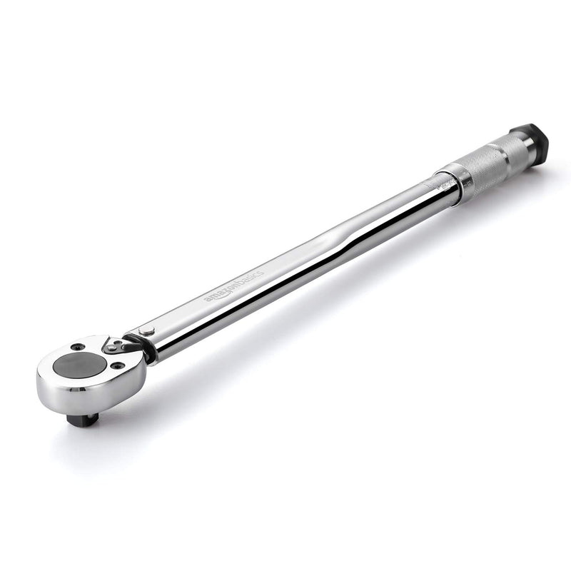 Amazon Basics 1/2-inch Drive Click Torque Wrench, 20-150 foot-lb, Sturdy Construction