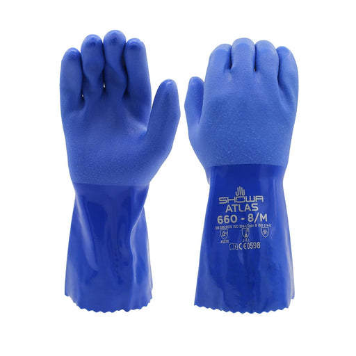 SHOWA Atlas 660 triple-dipped PVC chemical-resistant gloves rough service