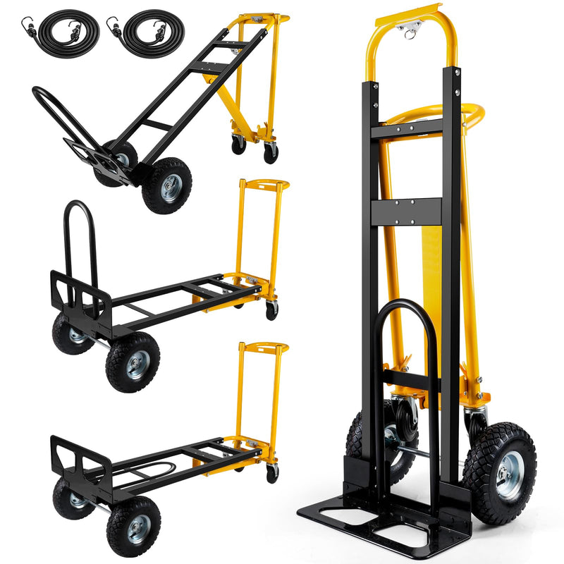 3 in 1 Convertible Hand Truck Dolly Cart with 10in Pneumatic Wheels, 1000LBS Capacity