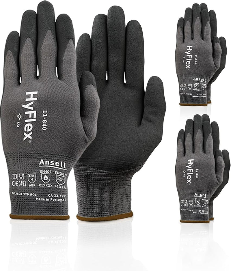 Ansell HyFlex 11-840 Abrasion-Resistant Foam Nitrile Work Gloves