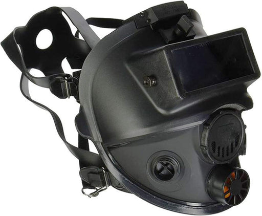 Black  North 760008ASW welding mask with a clear visor on a white background