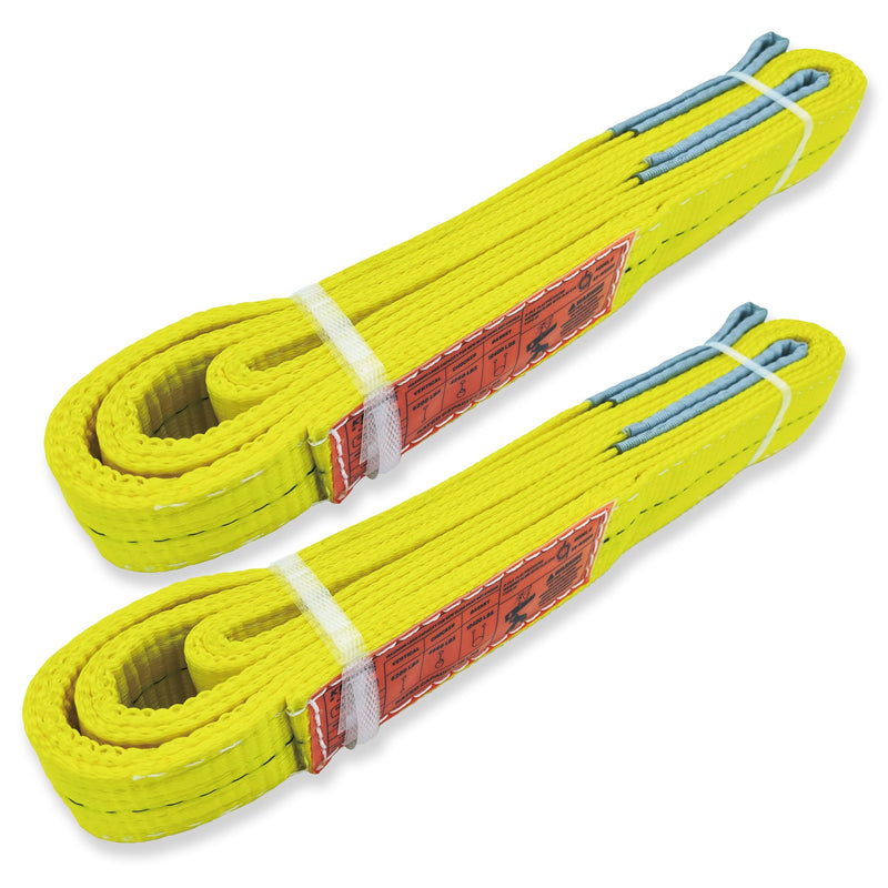 2-Ply Lifting Sling Straps 2 in x 6 ft, 6200 lbs Vertical Capacity Heavy Duty Flat Eye