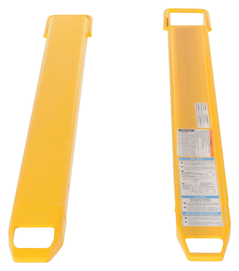 Vestil FE-4-54 Steel Fork Extensions, 4 in x 54 in, 4000 Lb Capacity, Yellow