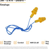 3M E-A-R UltraFit 340-4002 Corded Earplugs NRR 27 50-Pair