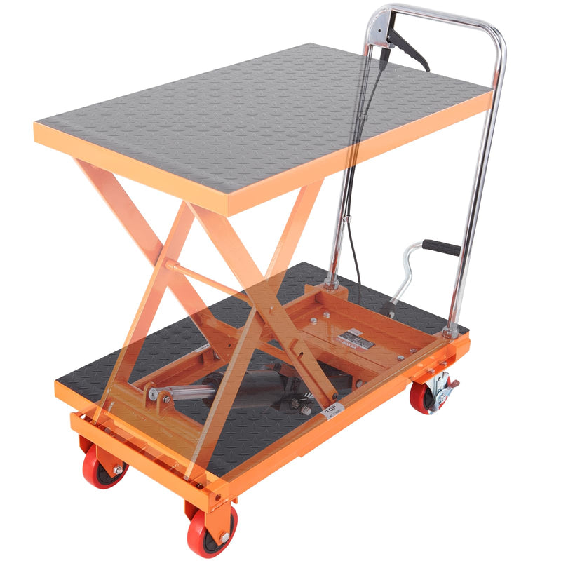 VEVOR TF23 Hydraulic Lift Table Cart, 500 lbs Capacity, 28.5 in Lift with 4 Wheels and