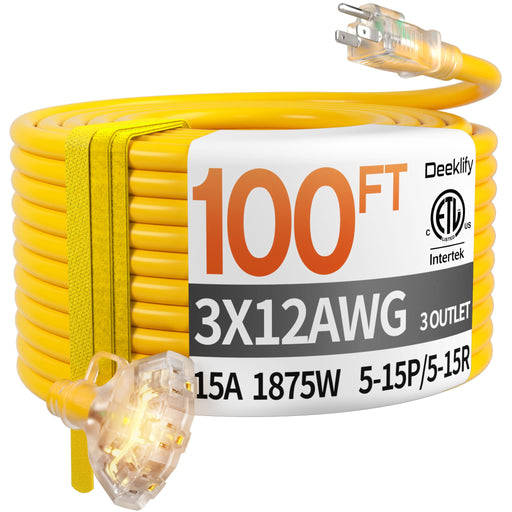 Generic 100 FT 12 Gauge Heavy Duty Extension Cor