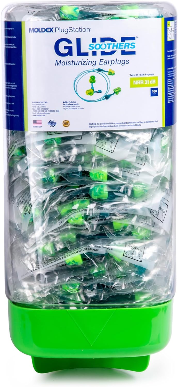 Moldex 6886 Glide Soothers PlugStation Corded Earplug Dispenser — NRR 31dB, 100 Pairs