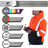 Sesafety B0DPZ32GST Class 3 Hi-Vis Pullover Hoodie — Orange