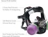 North 760008AW Full-face respirator with features highlighted on a white background