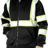 Sesafety B0CBZ96NZ3 Class 3 Hi-Vis Full-Zip Hoodie — Black Trim