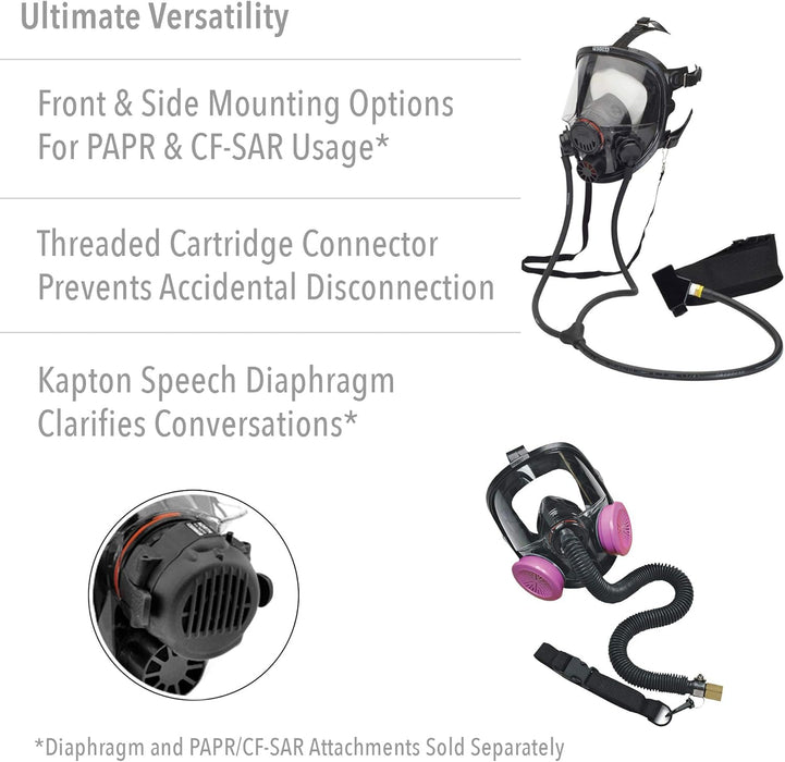 North 760008AW Respirator mask with features listed on a white background