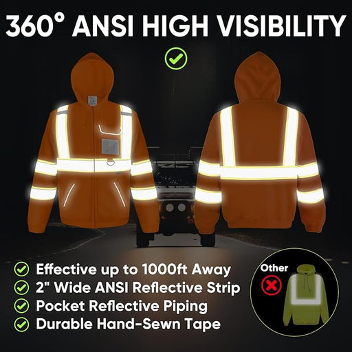 TICONN TICONN-1491 High Visibility Safety Sweatshirt Hoodie