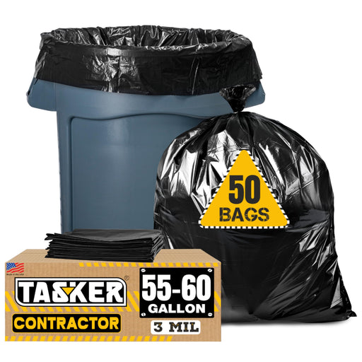 Tasker Tasker 55 Gallon Contractor Trash Bags, 