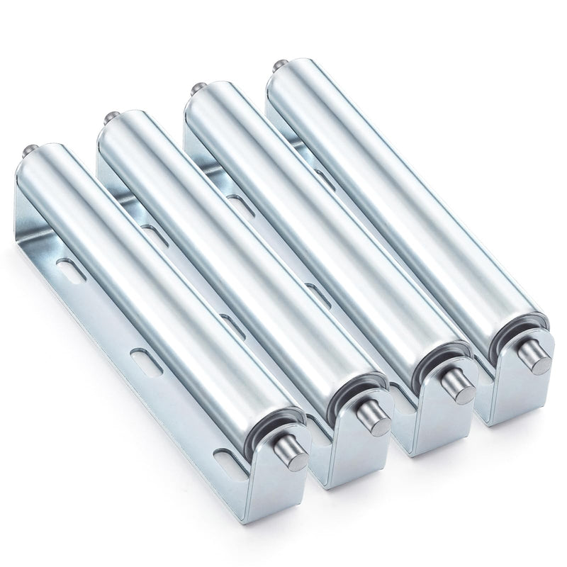 Elsjoy 4 Pack 10 Inch Long Roller and Bracket Set with 1.5in Diameter, Galvanized Steel