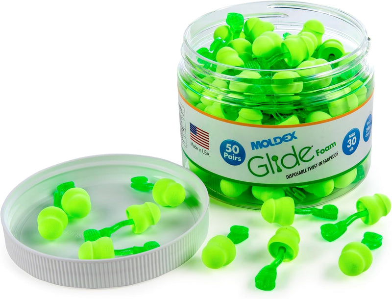 Moldex 6686 Glide Uncorded Foam Earplug Jar — Twist-In, NRR 30dB, 50 Pairs