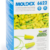 Moldex 6622 Goin' Green Corded Foam Earplugs — NRR 33, 100 Pairs