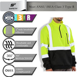 Sesafety B0D2XQYCX7 Class 3 Hi-Vis Quarter-Zip Sweatshirt — Yellow