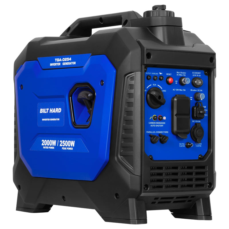 BILT HARD Gas Generator 2500W, 80cc 4 Stroke Quiet Inverter Generator with CO Sensor