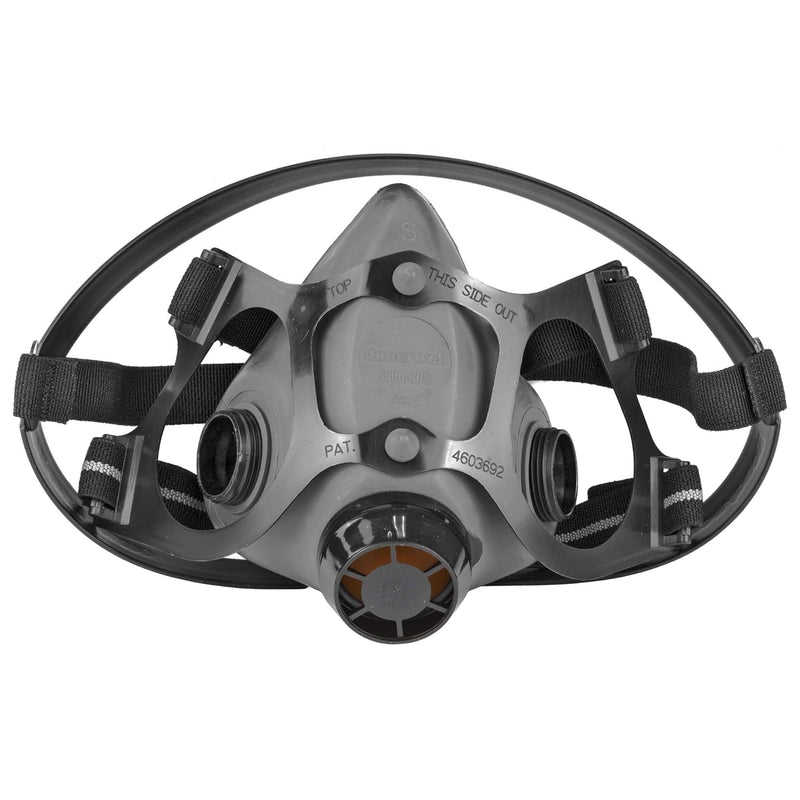 Gray North 550030S respirator mask with black straps on a white background