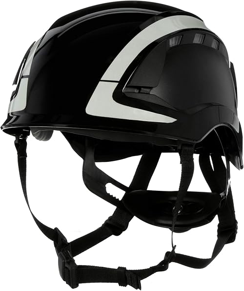 3M SecureFit X5012VX-ANSI Black Vented Scotchlite Safety Helmet