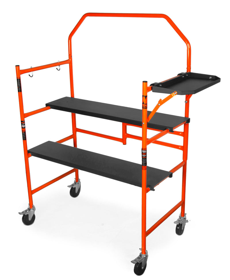WEN 4-Foot Portable Rolling Scaffolding, 500-Pound-Capacity with Foldable Design, Safety