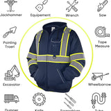 TICONN TICONN-1903 Hi-Vis Class 3 Fleece Full-Zip Hoodie Jacket
