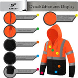 Sesafety B0B24XL3NK Class 3 Hi-Vis Full-Zip Hoodie — Orange