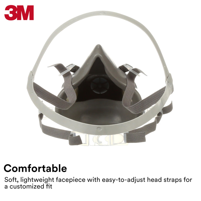 3M 6100 face mask with adjustable head straps on a white background