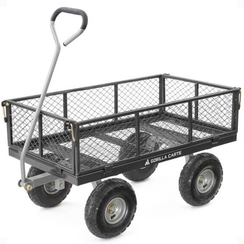 Gorilla Carts Steel Utility Cart, 800 lb Capacity, 4 Cu Ft, Black